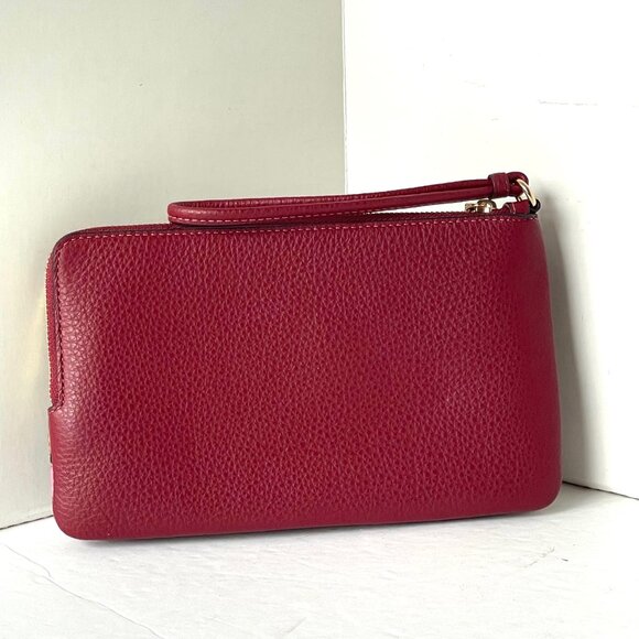 Coach Double Zip Phone Wallet Cherry Print Signature Canvas Wristlet CZ763 - Picture 2 of 7
